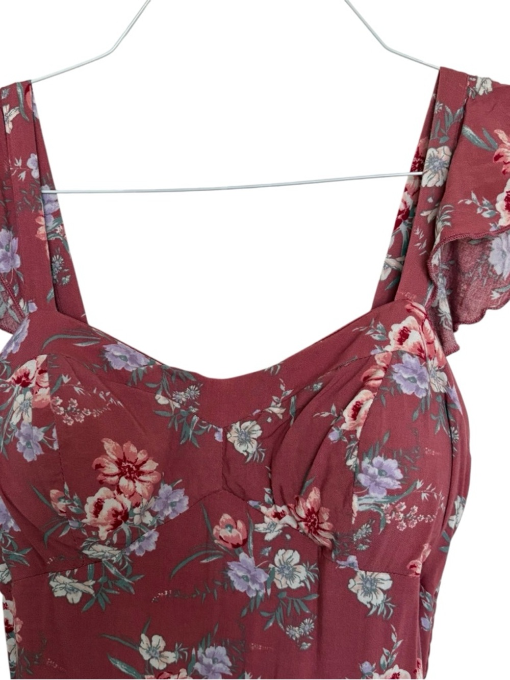 Lg Pink Floral Maxi Dress Sweetheart Neckline High Low Hem Coquette Easter - Picture 5 of 13